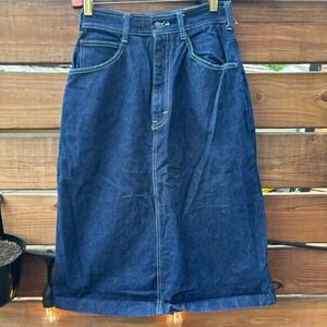 Gilley's Denim Skirt Women Size 26 Blue Good Vintage Pasadena Texas Logo